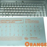  Stickers autocollants transparents pour claviers arabes (Pour obtenir un clavier bilingue français / arabe) - 4 couleurs : Blanc, Orange, Vert, Rouge 